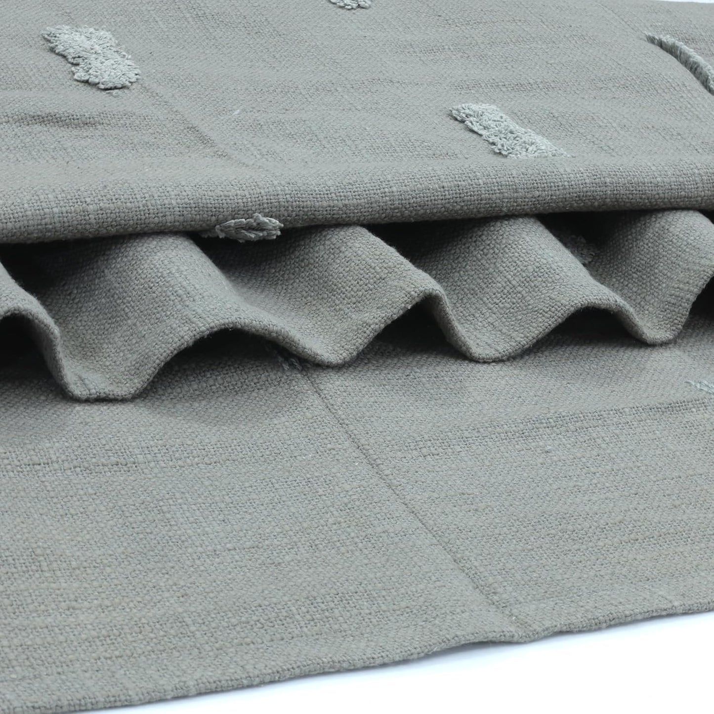 Tufted Cotton Throw Blanket with Tassels – Grey | 125×150 cm