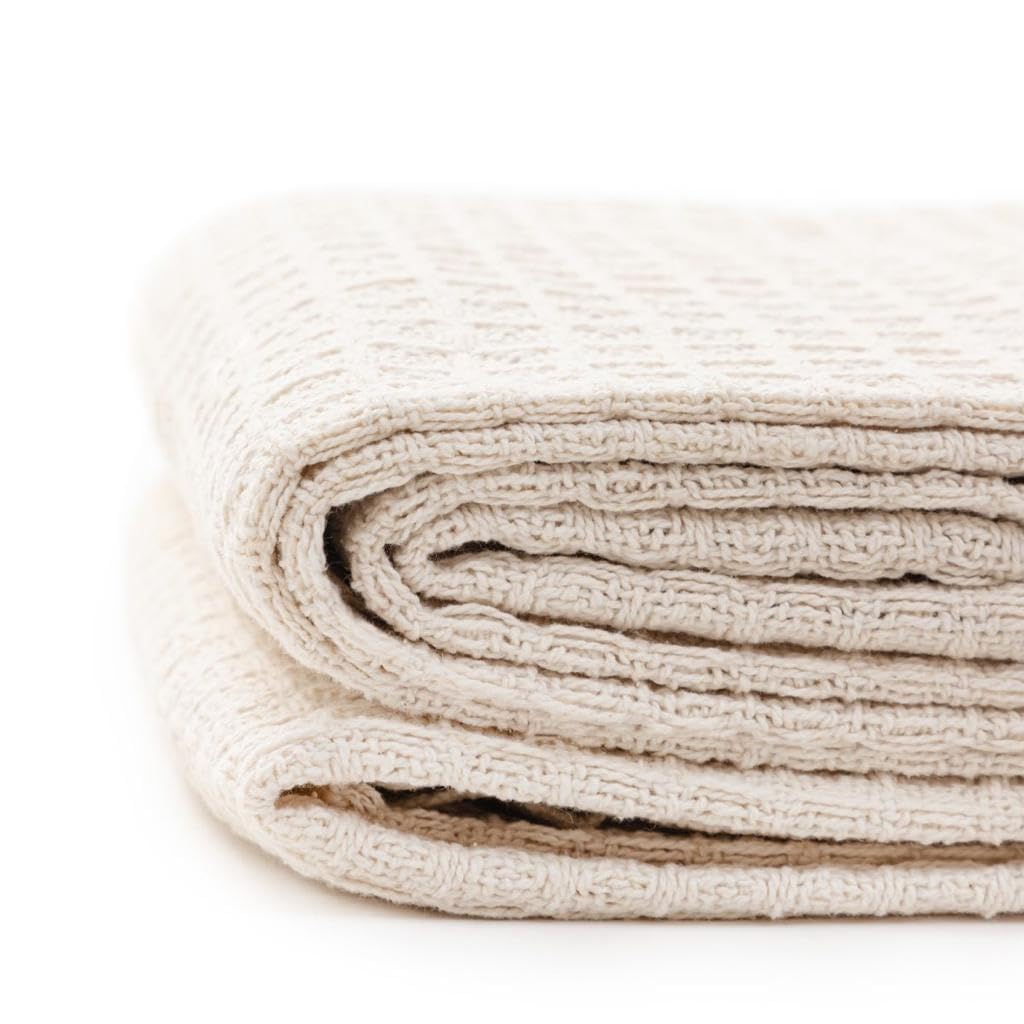 Cotton Handloom Waffle Throw for Sofa & Bed – 125×150 cm (50×60 inches)