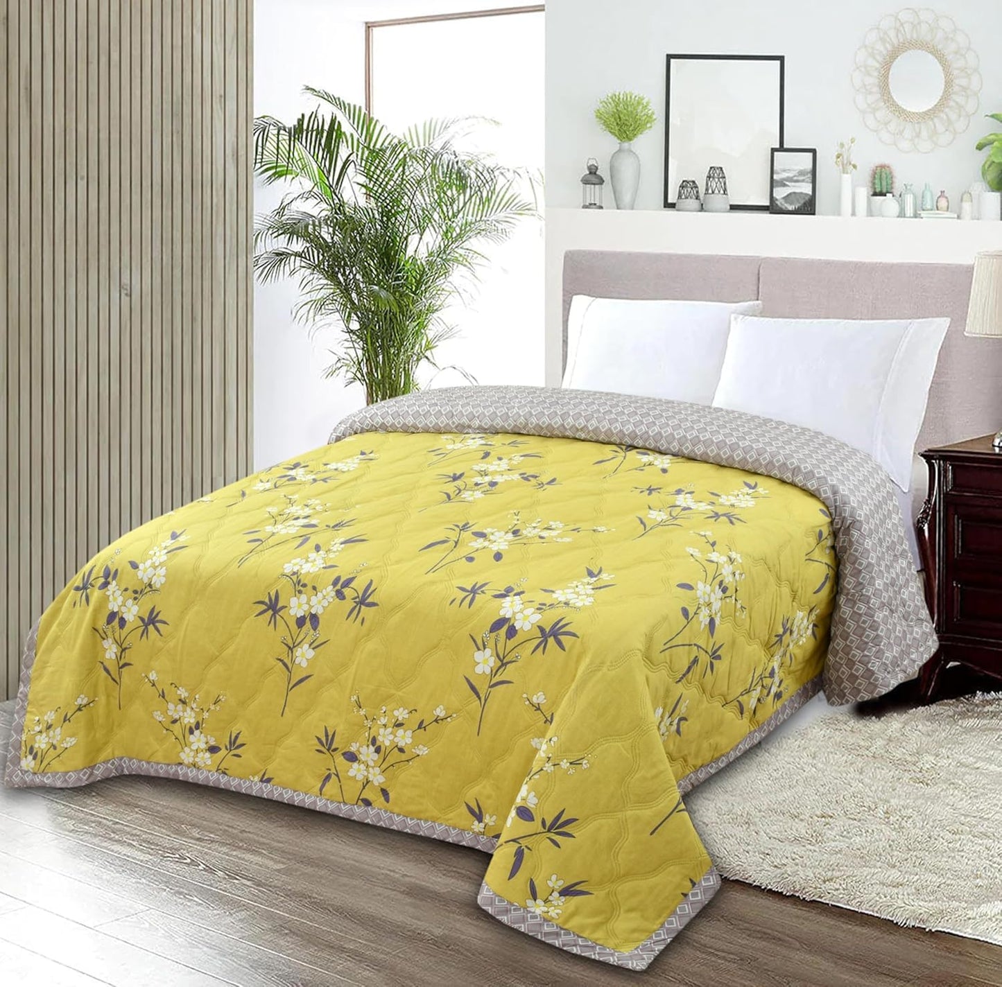 Ultra-Soft Hypoallergenic Microfiber, Fade-Resistant All-Season Comfort (230 × 190 cm, Yellow)
