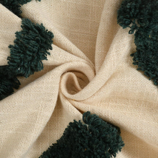 Hand Tufted Floral Cotton Throw Blanket – Beige | 50×60 Inches (125×150 cm)