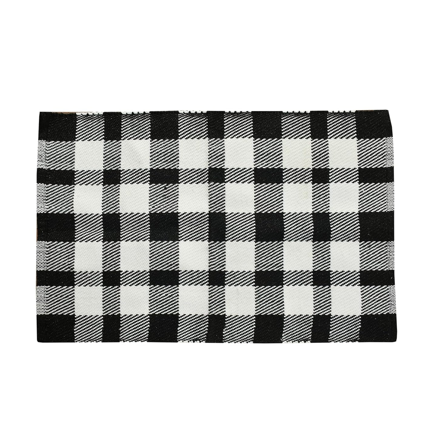Handwoven Cotton Rug – Classic White & Black Design for Everyday Living - 60x90 cm