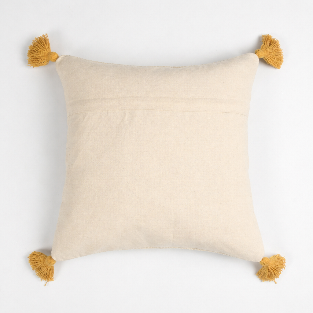 Cotton Tufted Cushion Cover – 16x16 Inches (40x40 cm) | Boho Sun Design Pillow Cover