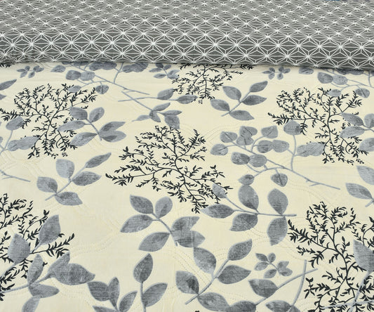 Ultrasonic Quilted Reversible Comforter – Grey Floral | 75×90 inches