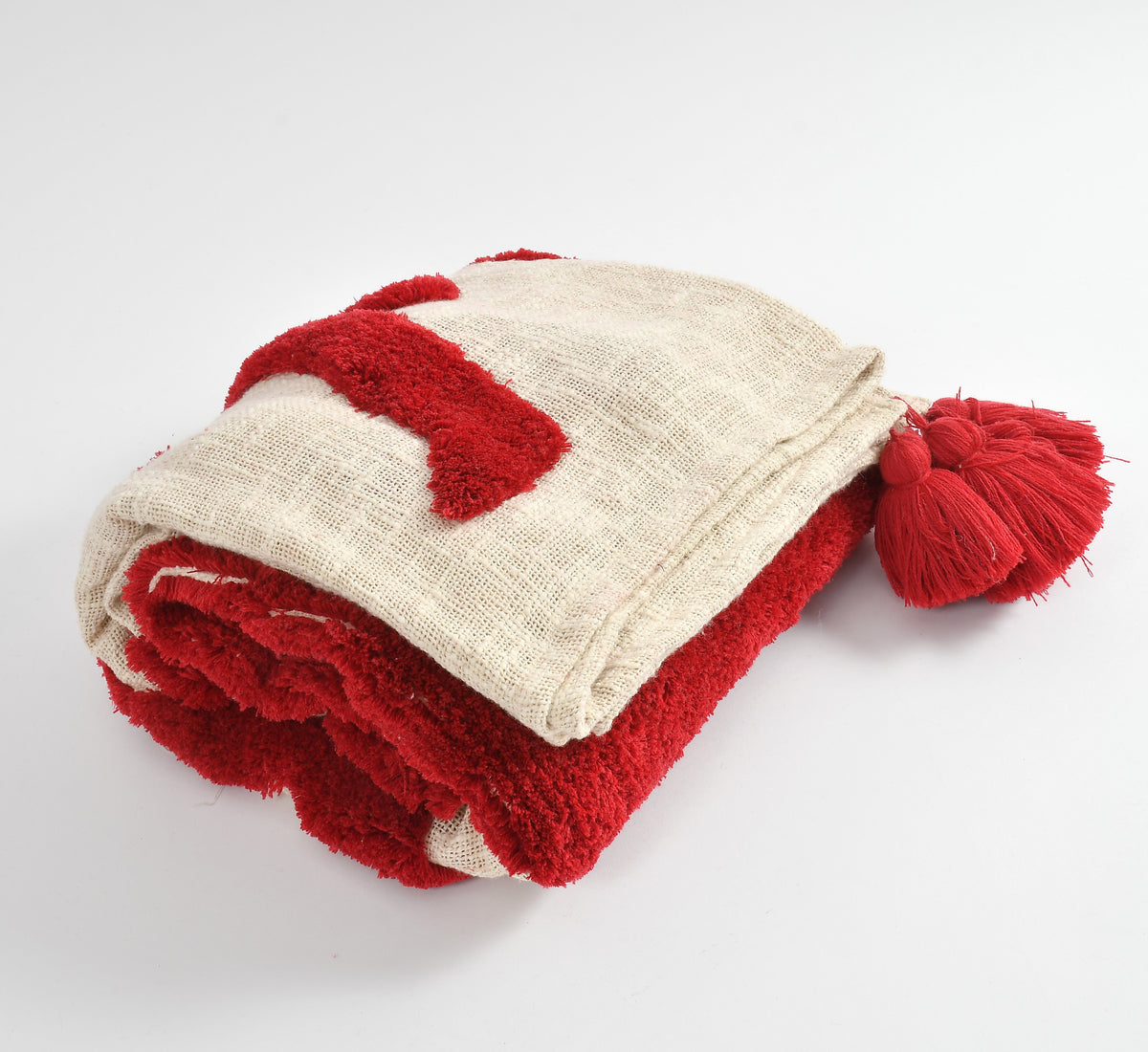 Cotton Christmas Tufted Throw 50x60 – Reindeer Design