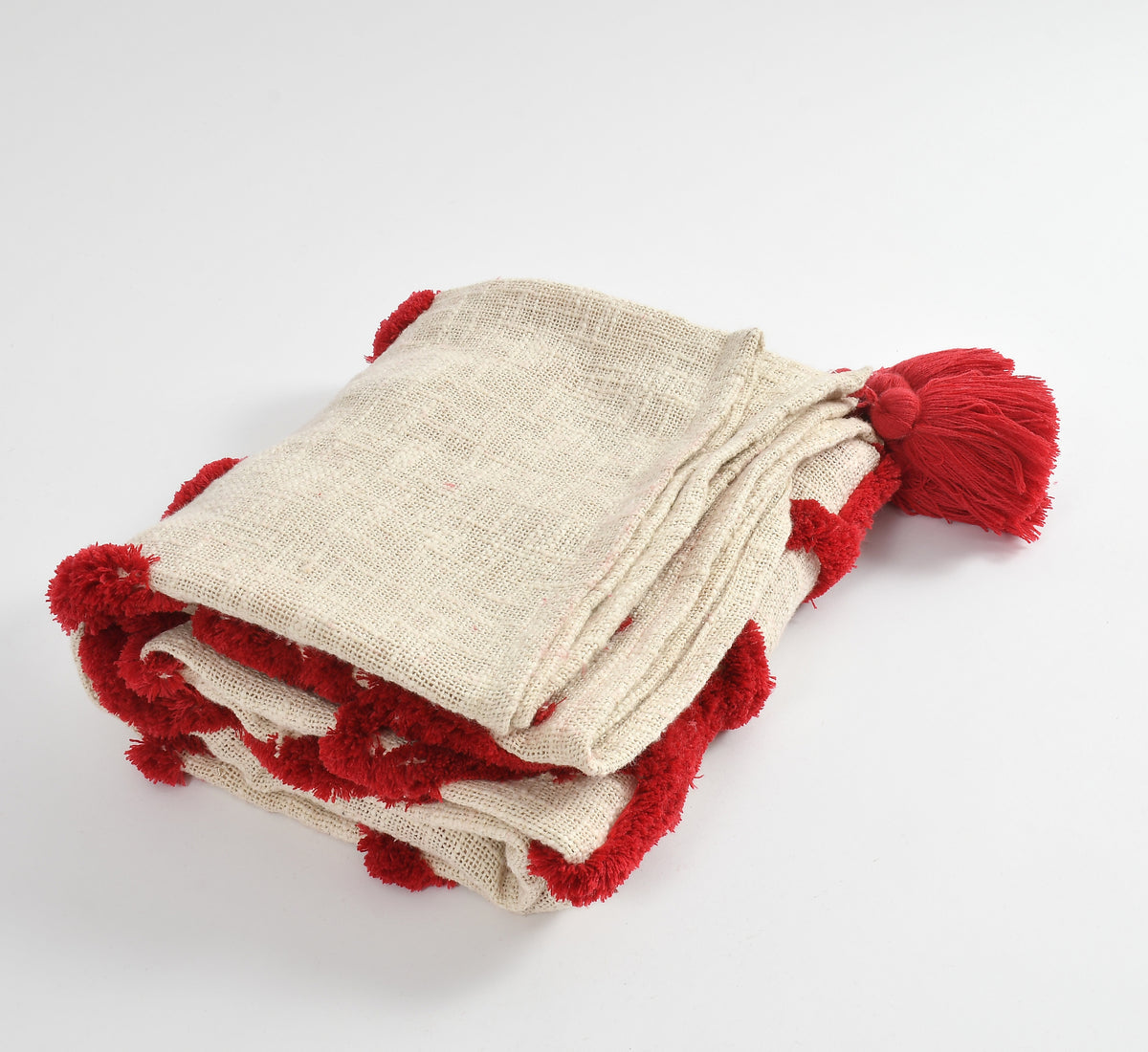 Cotton Christmas Tufted Throw 50x60 – Red Snowflake