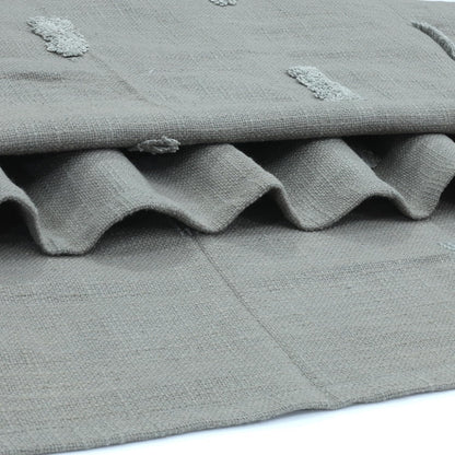 Tufted Cotton Throw Blanket with Tassels – Grey | 125×150 cm