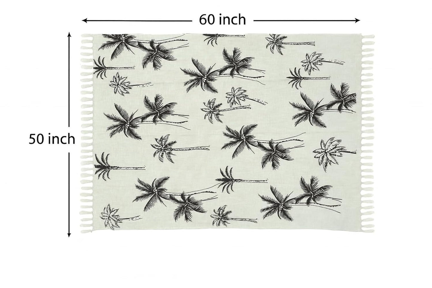 Palm Tree Print Cotton Throw Blanket with Tassels - (125×150 cm)