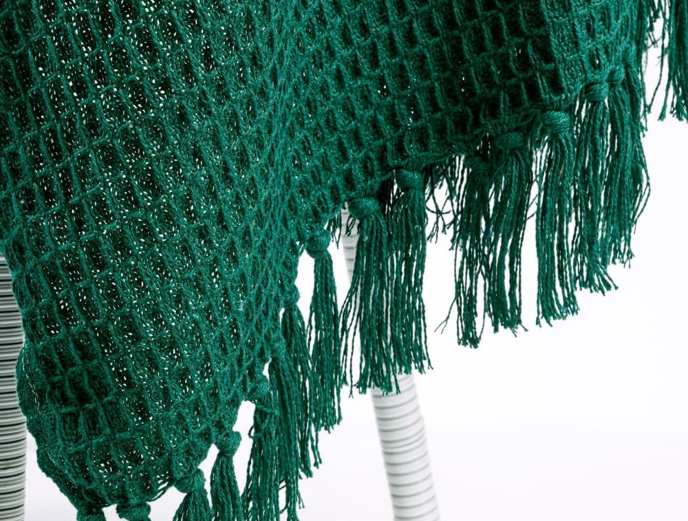 Weavers Hut 100% Cotton Waffle Throw Blanket with Tassels – Soft Breathable Sofa & Bed Throw for Couch, Living Room & Bedroom – Emerald Green – 125 x 150 cm (50 x 60 Inches)