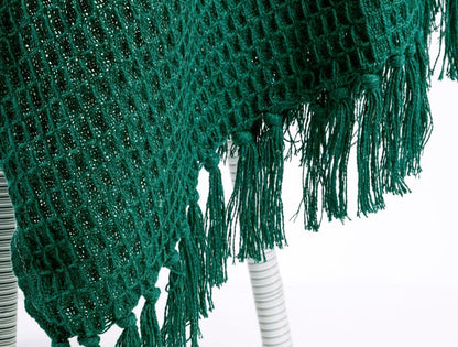 Weavers Hut 100% Cotton Waffle Throw Blanket with Tassels – Soft Breathable Sofa & Bed Throw for Couch, Living Room & Bedroom – Emerald Green – 125 x 150 cm (50 x 60 Inches)