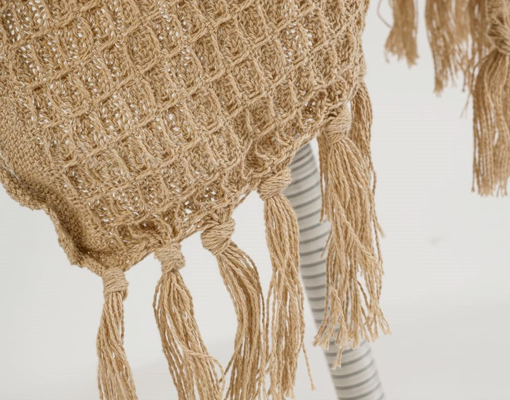 Weavers Hut 100% Cotton Waffle Throw Blanket with Tassels – Soft Breathable Sofa & Bed Throw for Couch, Living Room & Bedroom – Beige – 125 x 150 cm (50 x 60 Inches)