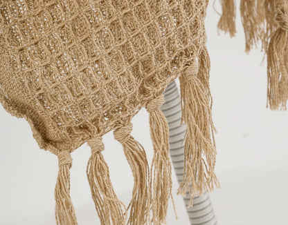 Weavers Hut 100% Cotton Waffle Throw Blanket with Tassels – Soft Breathable Sofa & Bed Throw for Couch, Living Room & Bedroom – Beige – 125 x 150 cm (50 x 60 Inches)