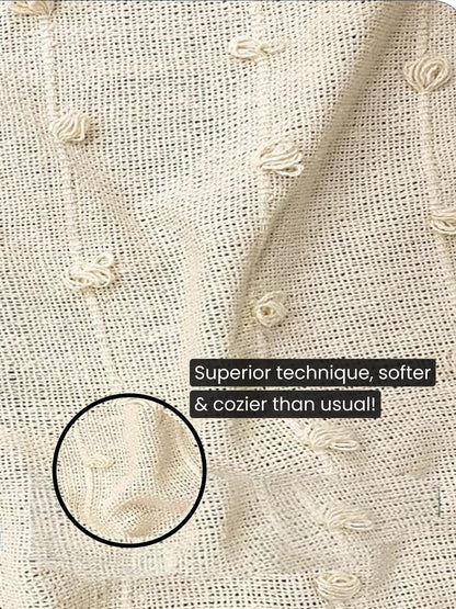 Premium Textured Cotton Throw Blanket with Tassels – 130×180 cm | Soft Sofa & Bed Throw