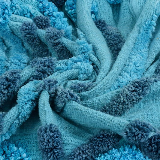 100% Handloom Aqua & Blue Cotton Sofa Throw – 50×60 Inch (125×150 cm)