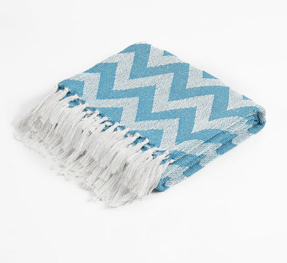 Cotton Chevron Throw Blanket – 130×170 cm | Soft & Lightweight Sofa/Bed Throw