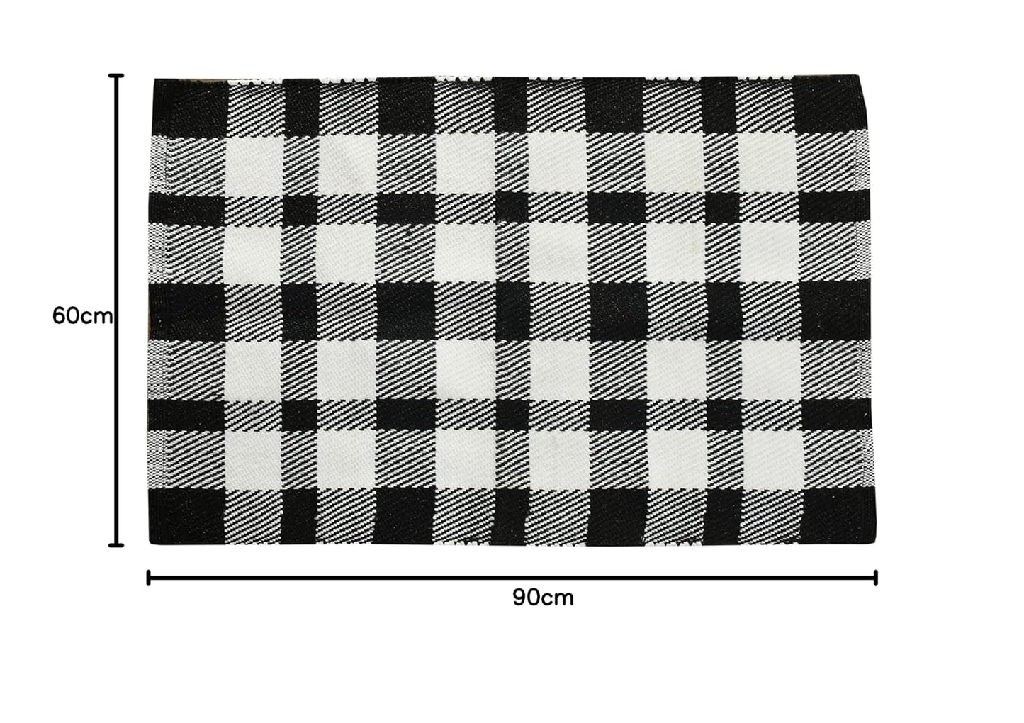 Handwoven Cotton Rug – Classic White & Black Design for Everyday Living - 60x90 cm