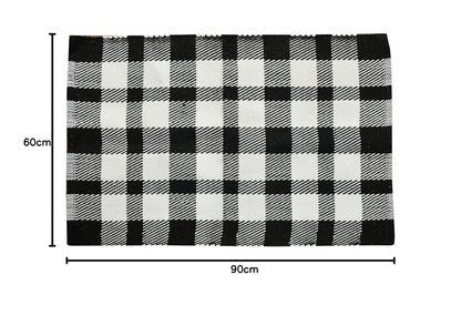 Handwoven Cotton Rug – Classic White & Black Design for Everyday Living - 60x90 cm