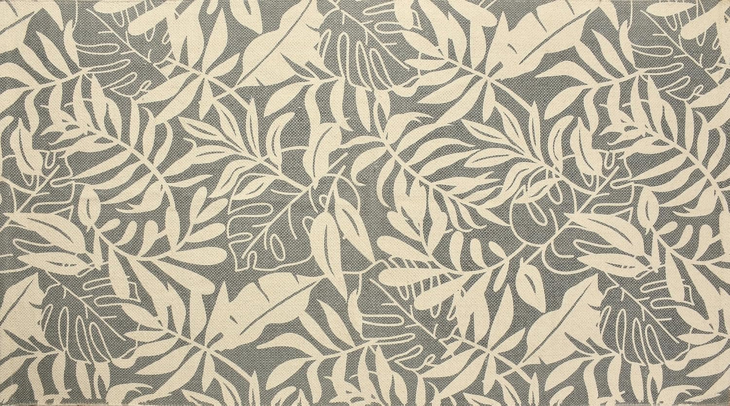 Modern Leaf Design Cotton Printed Runner Rug – 80×150 cm (Grey & Beige)