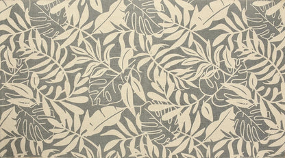 Modern Leaf Design Cotton Printed Runner Rug – 80×150 cm (Grey & Beige)