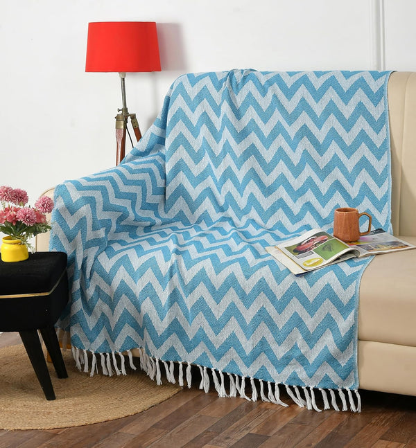 Cotton Chevron Throw Blanket – 130×170 cm | Soft & Lightweight Sofa/Bed Throw
