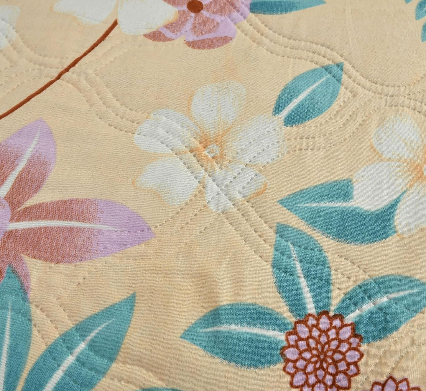 Ultrasonic Quilted Comforter – Peach Floral Design (230×190 CM)