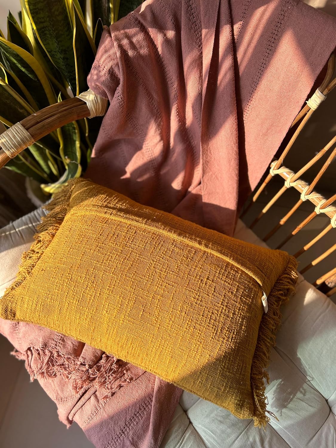 Tufted “HOME” Decorative Cushion Cover – Mustard Yellow | 30×50 cm