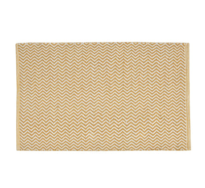 Handwoven Cotton Rug | Floor Mat for Living Room, Bedroom (White & Yellow)