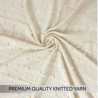 Premium Textured Cotton Throw Blanket with Tassels – 130×180 cm | Soft Sofa & Bed Throw