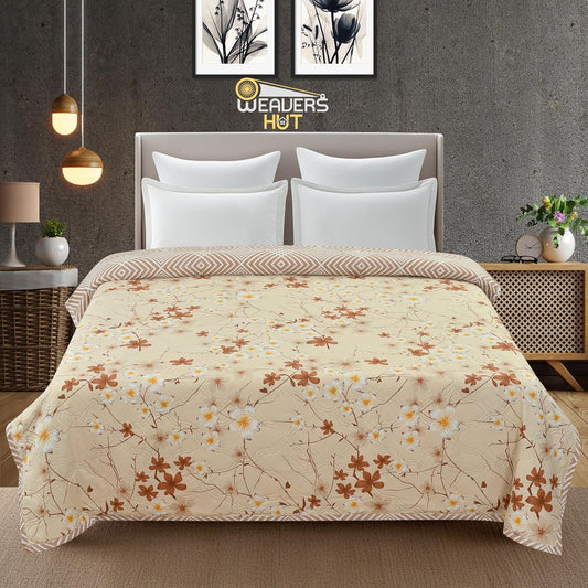 Floral Ultrasonic Quilted Comforter – Ultra-Soft Hypoallergenic All-Season Microfiber (230×190 cm, Rust Beige)