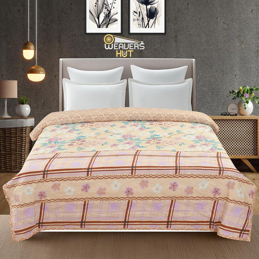 Ultrasonic Quilted Comforter – Peach Floral Design (230×190 CM)