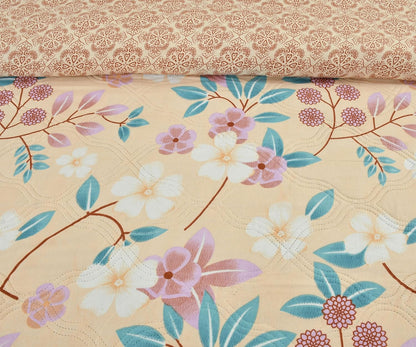 Ultrasonic Quilted Comforter – Peach Floral Design (230×190 CM)