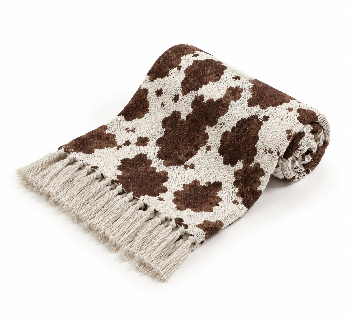 Cotton Printed Throw Blanket – Brown Cow Print, 125 × 150 cm (50 × 60 Inches)