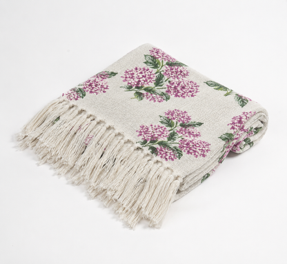 Cotton Printed Throw Blanket – Pink Floral Print, 125 × 150 cm (50 × 60 Inches)