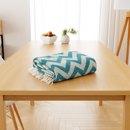 Cotton Chevron Throw Blanket – 130×170 cm | Soft & Lightweight Sofa/Bed Throw