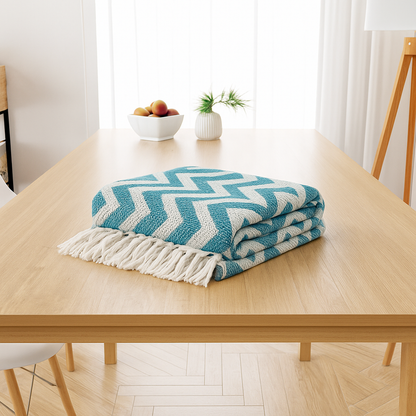 Cotton Chevron Throw Blanket – 130×170 cm | Soft & Lightweight Sofa/Bed Throw