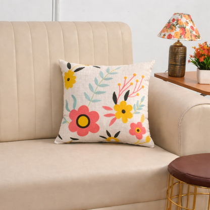 Hand Embroidered Floral Cushion Cover – Multicolor | 40x40 cm (16x16 Inch)