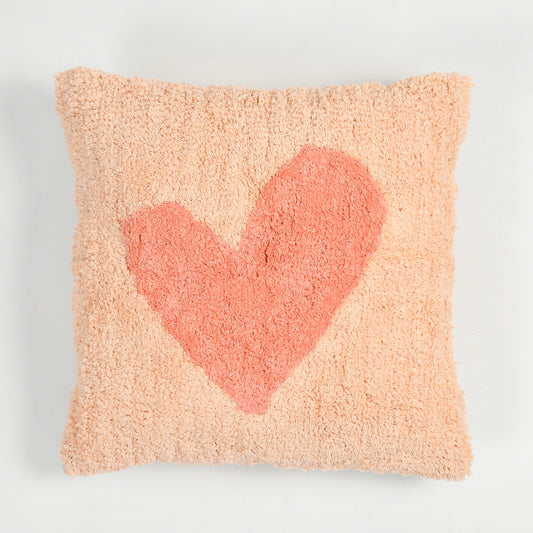 Cotton Tufted Cushion Cover – 16×16 inches (40×40 cm) | Throw Pillow Cover with Heart Design