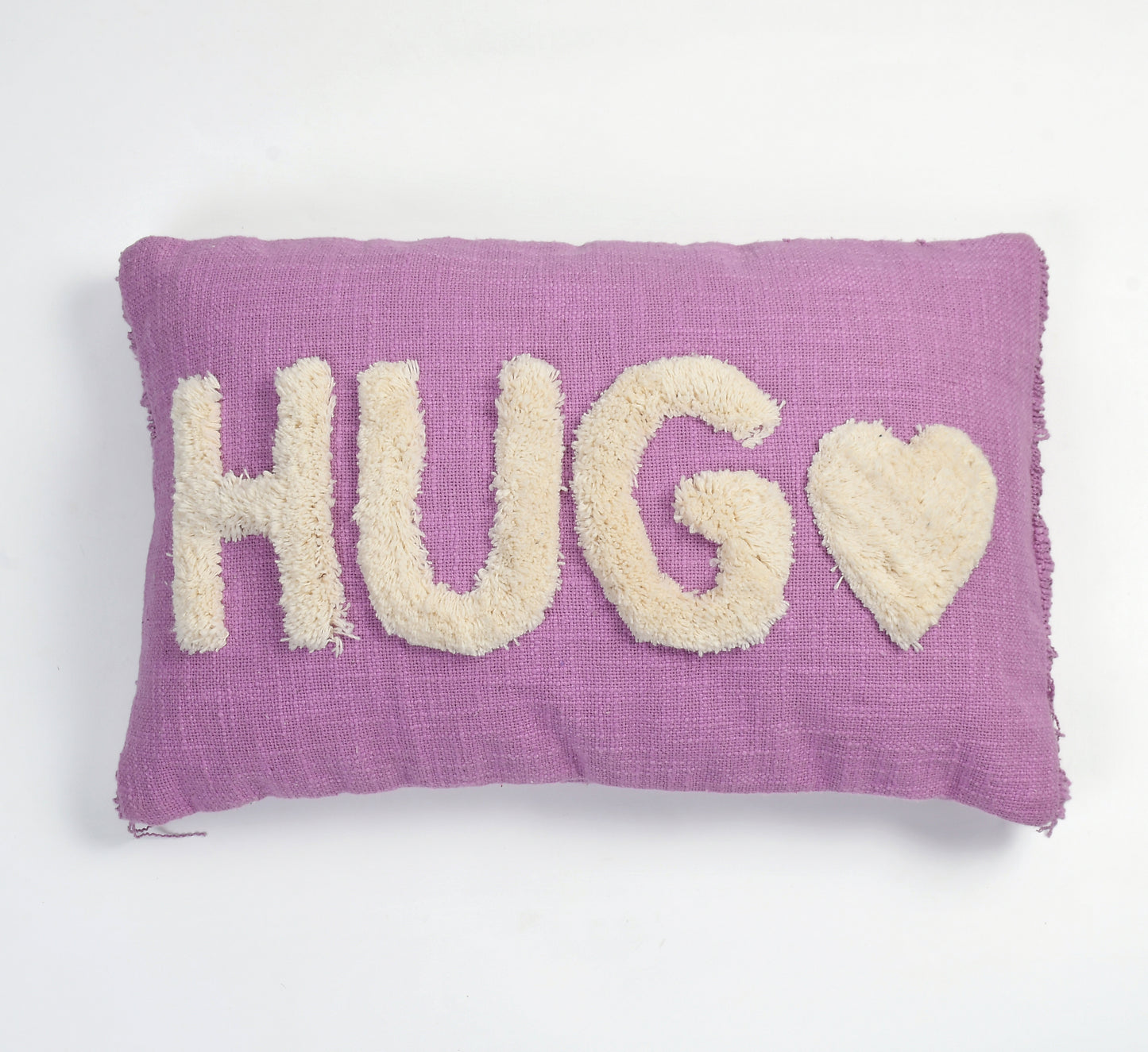 Tufted Hug Cushion Cover 12x20 Inch (30x50 cm) | 100% Cotton Decorative Lumbar Pillow Cover | Purple