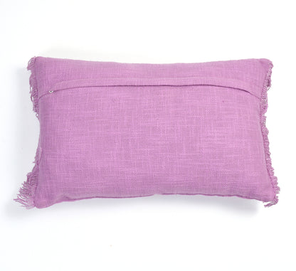 Tufted Hug Cushion Cover 12x20 Inch (30x50 cm) | 100% Cotton Decorative Lumbar Pillow Cover | Purple
