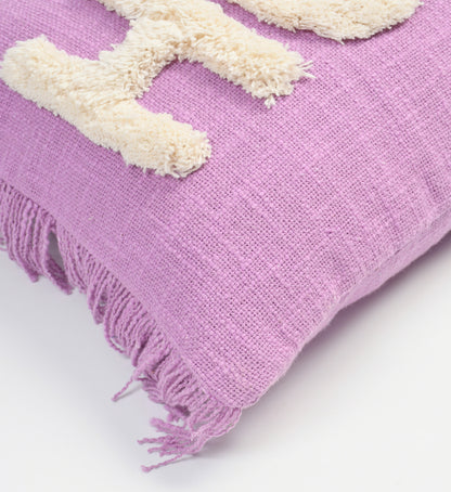 Tufted Hug Cushion Cover 12x20 Inch (30x50 cm) | 100% Cotton Decorative Lumbar Pillow Cover | Purple