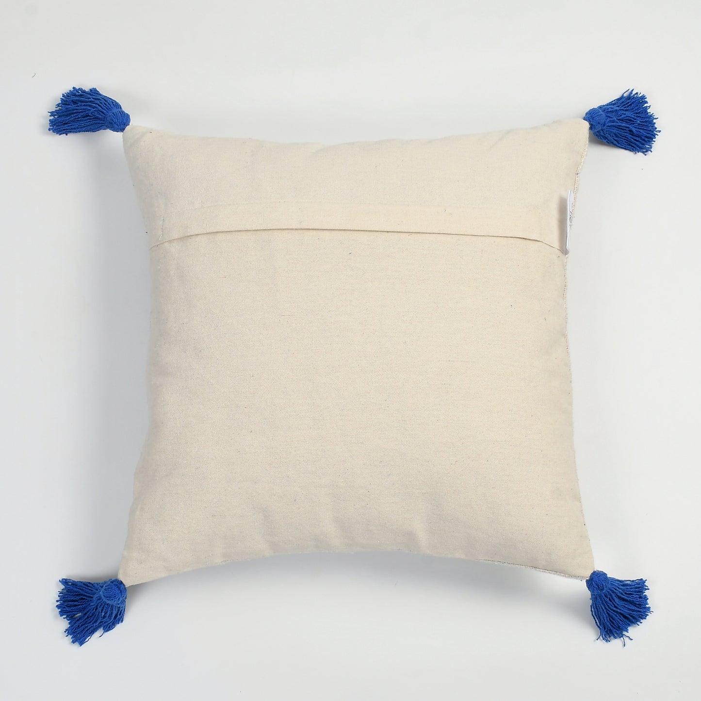 Tufted Evil Eye Cushion Cover 16x16 Inch (40x40 cm) | 100% Cotton Decorative Throw Pillow Cover with Tassels
