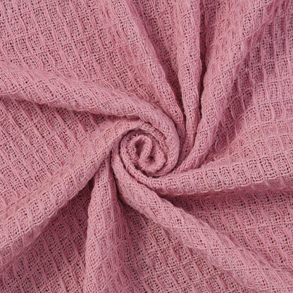 100% Cotton Waffle Throw Blanket 50x60 Inch (125x150 cm) | Soft Decorative Sofa Throw with Tassels | Pink
