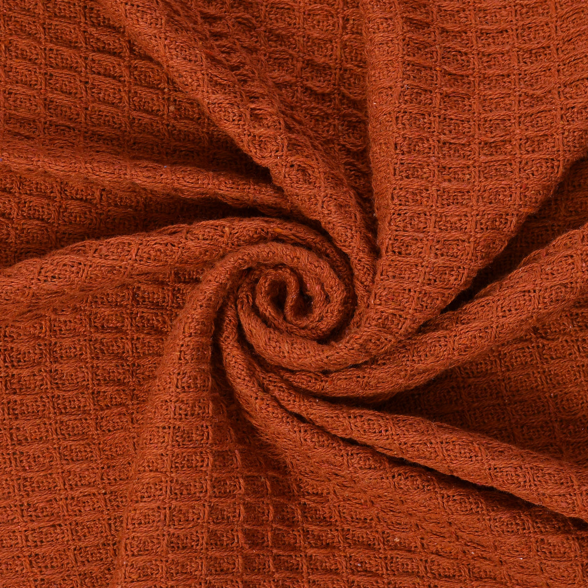Weavers Hut 100% Cotton Waffle Throw Blanket with Tassels – Soft Breathable Sofa & Bed Throw for Couch, Living Room & Bedroom – Rust – 125 x 150 cm (50 x 60 Inches)