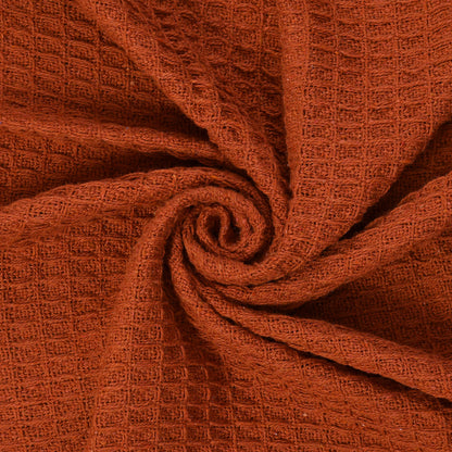 Weavers Hut 100% Cotton Waffle Throw Blanket with Tassels – Soft Breathable Sofa & Bed Throw for Couch, Living Room & Bedroom – Rust – 125 x 150 cm (50 x 60 Inches)