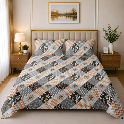 Weavers Hut Cotton Glace Double Bedsheet with 2 Pillow Covers | 90 x 100 Inch (230 x 250 cm) | Soft Printed Bed Sheet for Double Bed