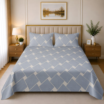 Weavers Hut Cotton Glace Double Bedsheet with 2 Pillow Covers | 90 x 100 Inch (230 x 250 cm) | Soft Printed Bed Sheet for Double Bed (Copy) (Copy)