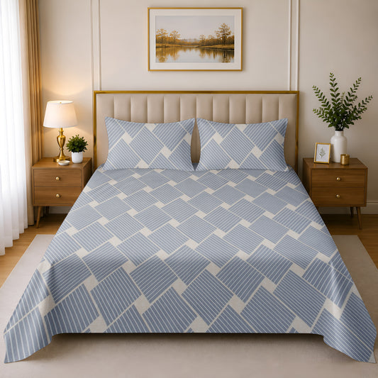 Weavers Hut Cotton Glace Double Bedsheet with 2 Pillow Covers | 90 x 100 Inch (230 x 250 cm) | Soft Printed Bed Sheet for Double Bed (Copy) (Copy)