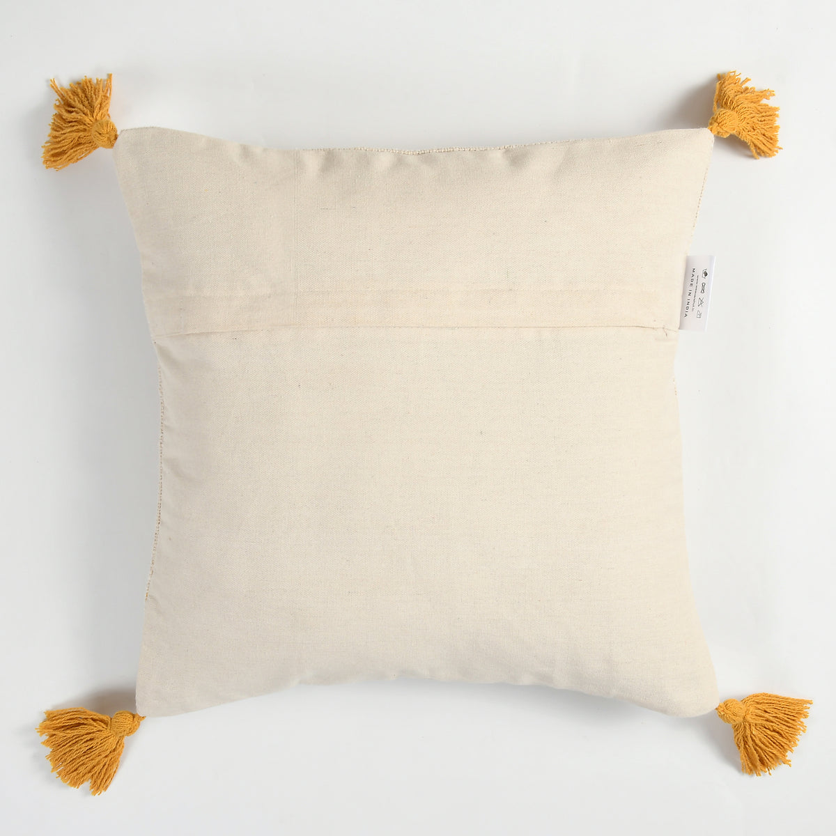 Merry Christmas Tufted Embroidered Cushion Cover with Tassels – 16 x 16 Inch