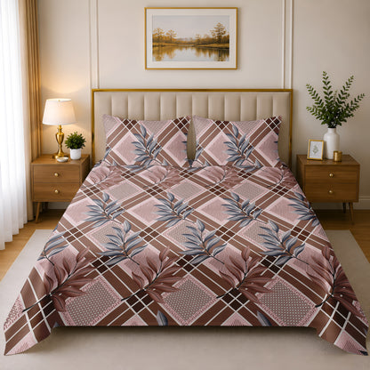 Weavers Hut Cotton Glace Double Bedsheet with 2 Pillow Covers | 90 x 100 Inch (230 x 250 cm) | Soft Printed Bed Sheet for Double Bed (Copy)