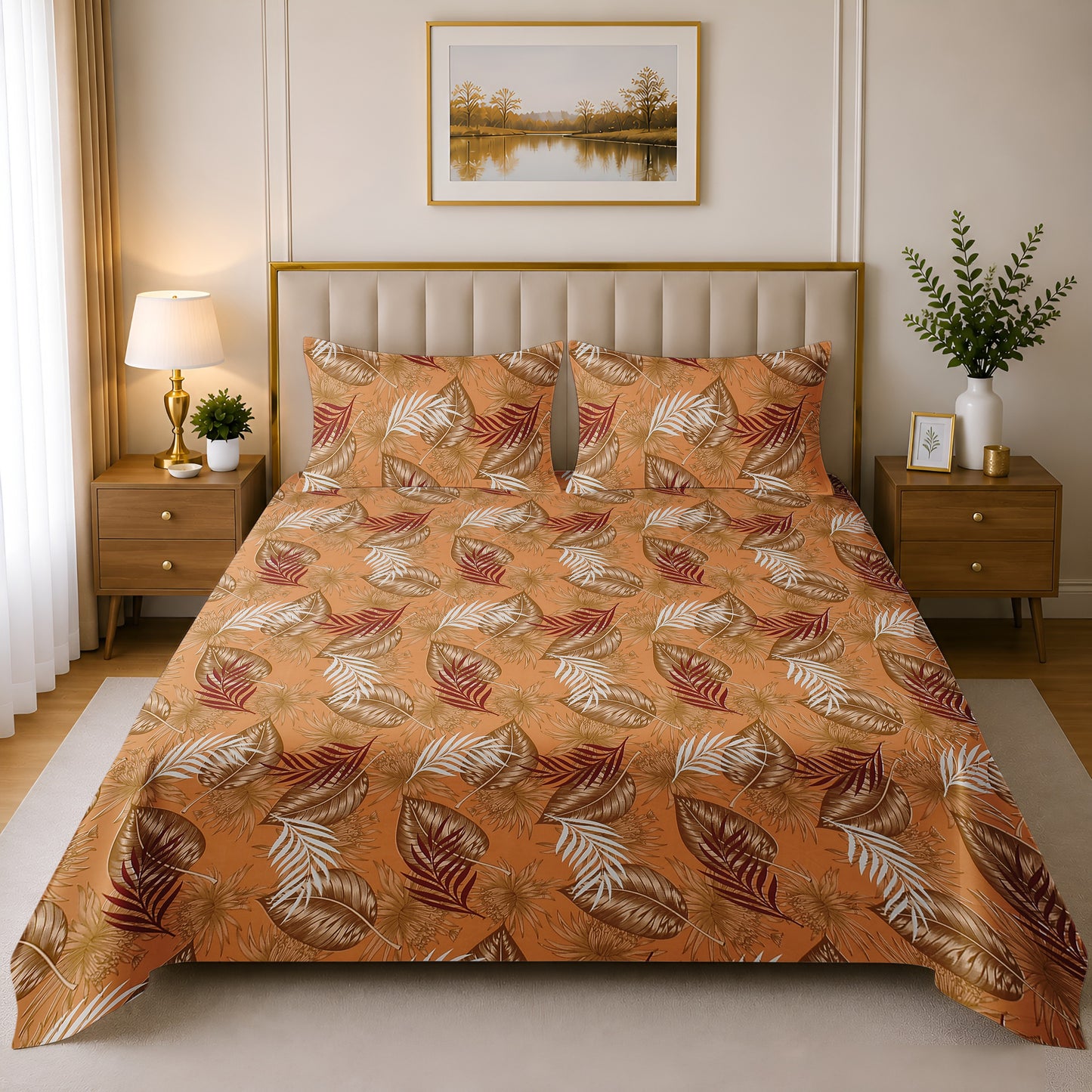 Weavers Hut Cotton Glace Double Bedsheet with 2 Pillow Covers | 90 x 100 Inch (230 x 250 cm) | Soft Printed Bed Sheet for Double Bed (Copy) (Copy) (Copy)