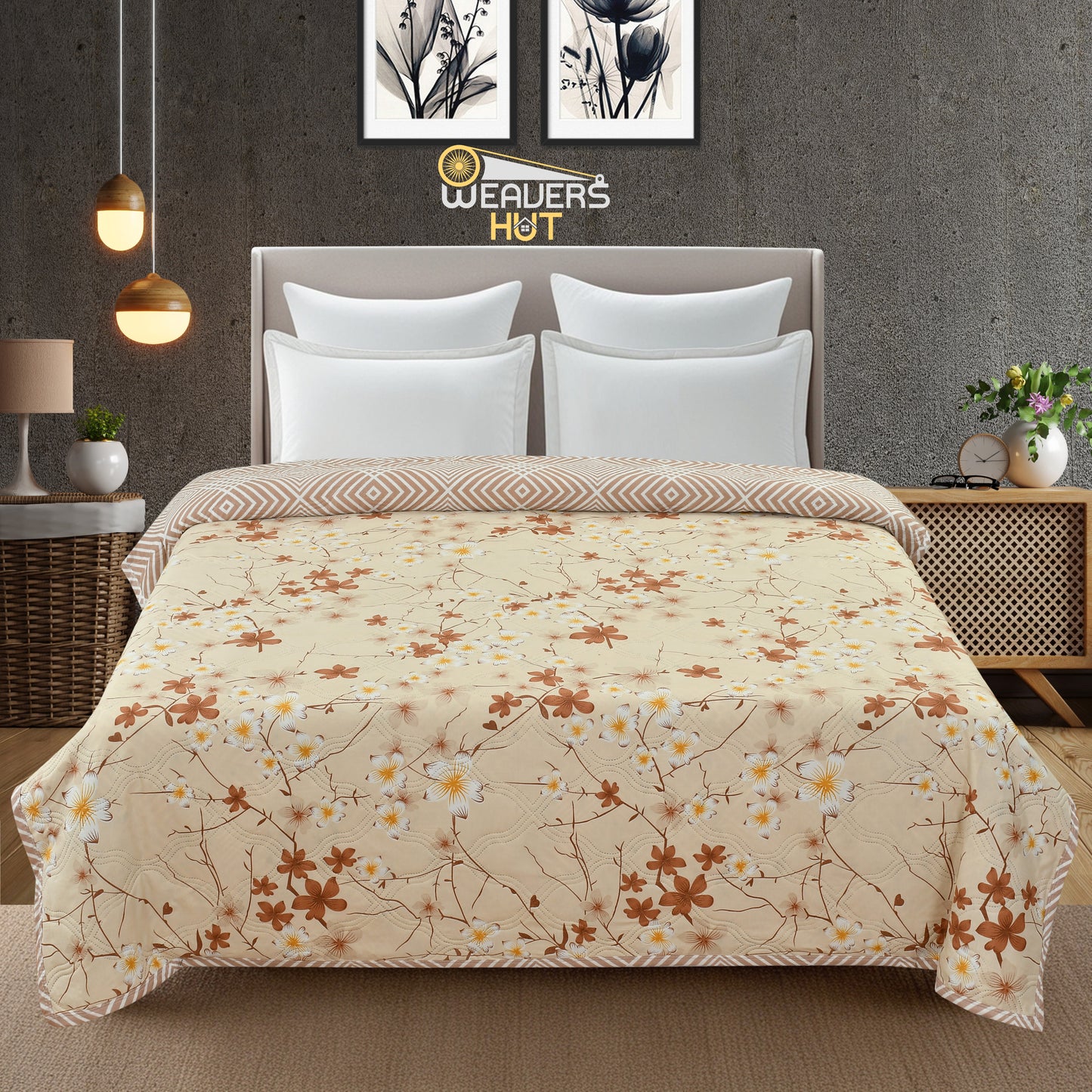 Weavers Hut Premium Cotton Comforter for Double Bed | Reversible | All Season
